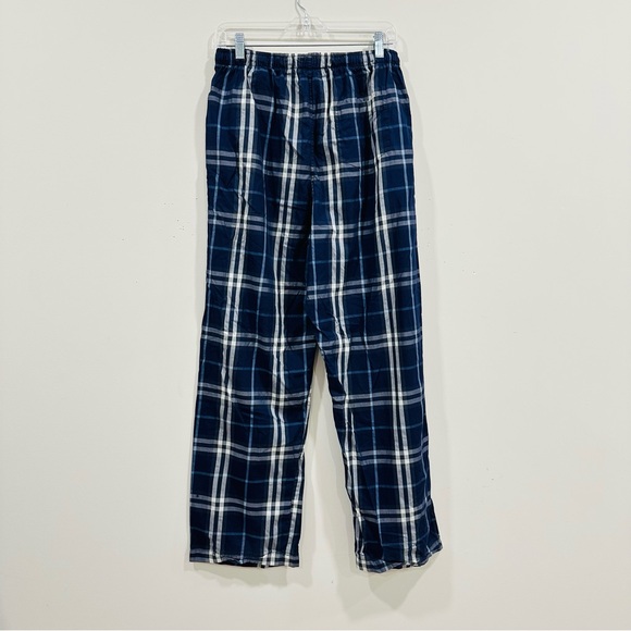 Burberry Body Lounge Pajama Pants Pockets Plaid Check Navy/Gray Cotton Medium - Picture 2 of 8